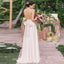 A-Line V-Neck Backless Sequins Top Chiffon Bridesmaid Dresses With Bow, BD0105