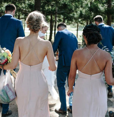 Sheath V-Neck Floor-Length Bridesmaid Dresses With Pleats, BD0570