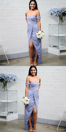 Sweetheart off the Shoulder Lavender Bridesmaid Dresses With Pleats, BD0104