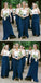 A-Line Spaghetti Straps Dark Blue Chiffon Bridesmaid Dresses With Ruffles, BD0101