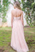 A-Line Halter Floor-Length Lace Pink Tulle Bridesmaid Dresses, BD0571
