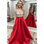 A-line Deep V-neck Beading Long Backless Prom Dress, PD007