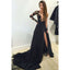 Hot Selling A-Line Long Sleeves High Slit Lace Top V-neck Long Prom Dresses, PD0119