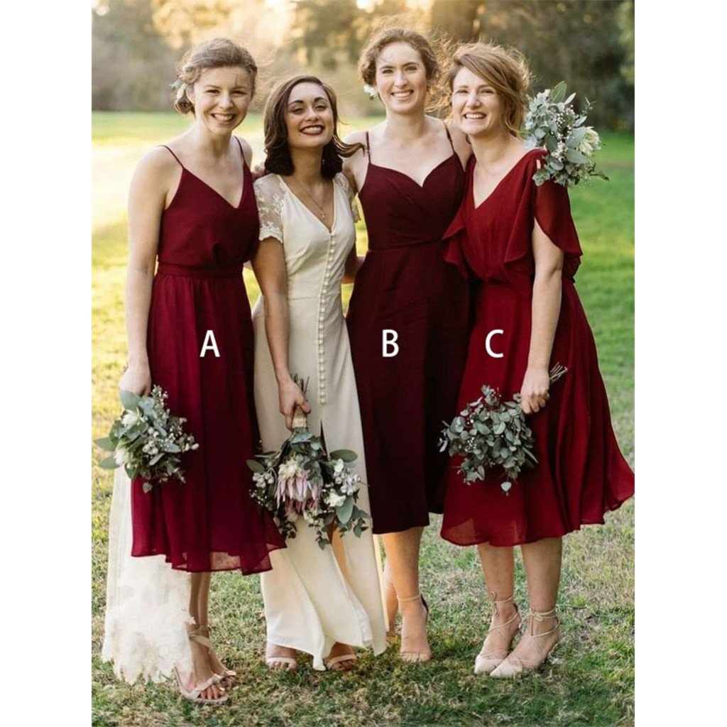 A-Line V-Neck Elegant Simple Short Red Chiffon Cheap Bridesmaid dresses, BD0515 A-Line V-Neck Elegant Simple Short Red Chiffon Cheap Bridesmaid dresses, BD0515