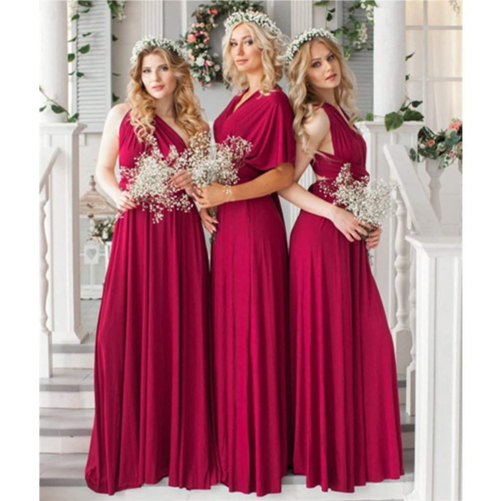 A-line Floor-length V-neck Backless Colorful Bridesmaid Dresses, BD055 β MarryLover
