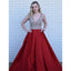 Newest A-line Sparkly V-neck Beading Sleeveless Long Red Prom Dresses, PD0150