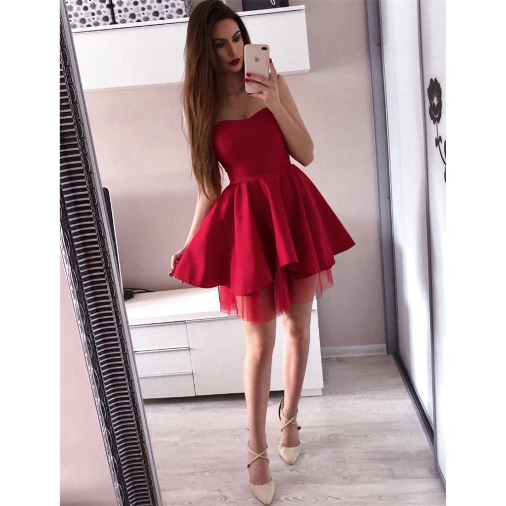Sweetheart Red Simple Sleeveless Cheap Tulle Sexy Short Homecoming Dre MarryLover Sweetheart Red Simple Sleeveless Cheap Tulle Sexy Short Homecoming Dre MarryLover