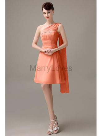 One Shoulder Pleats Bridesmaid Dresses