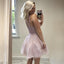 A-Line V-neck Appliques Top Short Tulle Homecoming Dresses, HD0520