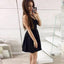 A-Line V-neck Backless Simple Cheap Black Homecoming Dresses, HD0439