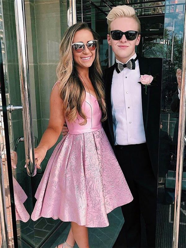 A-line V-neck Short Pleats Pink Homecoming Dresses With Pocket, HD0531 MarryLover A-line V-neck Short Pleats Pink Homecoming Dresses With Pocket, HD0531 MarryLover