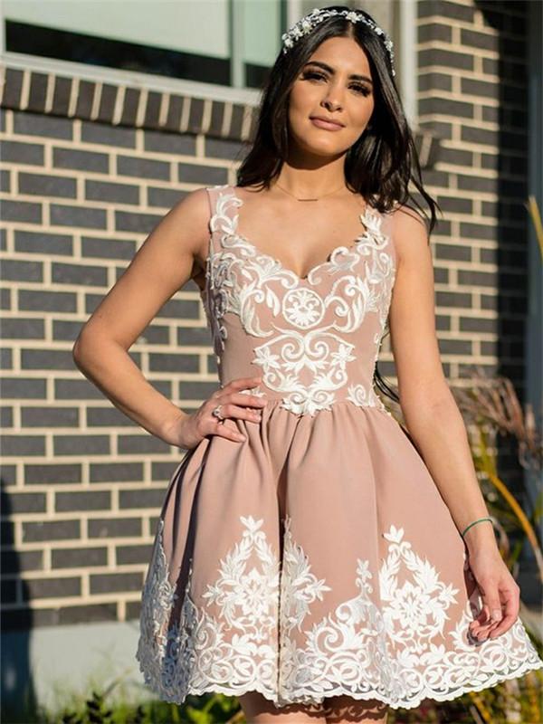 A-Line V-neck Appliques Cheap Short Homecoming Dresses, HD0503 MarryLover A-Line V-neck Appliques Cheap Short Homecoming Dresses, HD0503 MarryLover