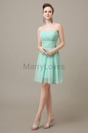 Strapless Pleats Sweetheart Bridesmaid Dresses