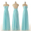 Blue V-neck Chiffon Floor-Length Wedding Party Dresses for Bridesmaid, BG51296