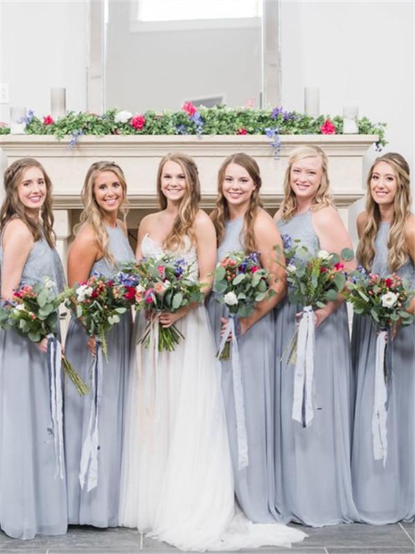 A-line Halter Lace Top Long Chiffon Bridesmaid Dresses, BD0588 MarryLover A-line Halter Lace Top Long Chiffon Bridesmaid Dresses, BD0588 MarryLover