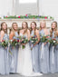 A-line Halter Lace Top Long Chiffon Bridesmaid Dresses, BD0588