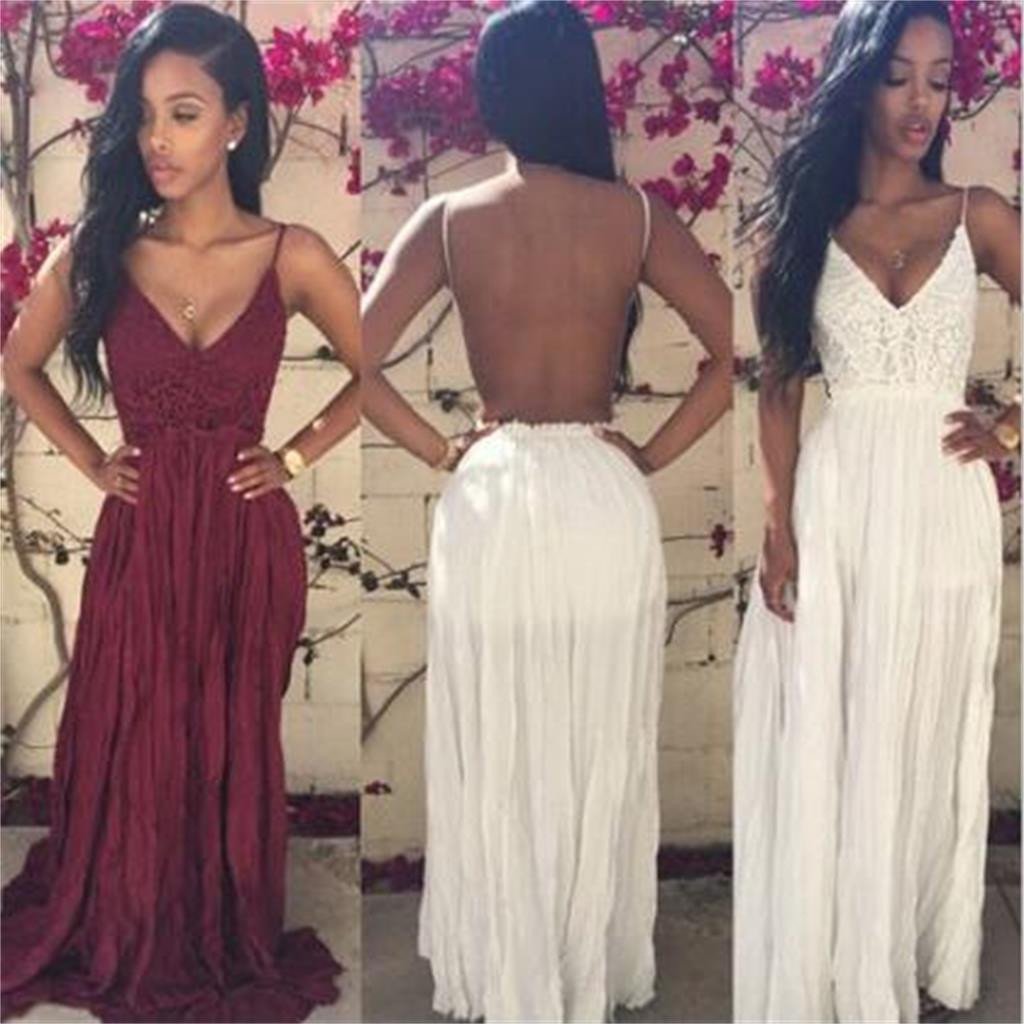Backless Cheap Long V-neck Sexy Long Prom Dresses, BG51007 - Bubble Gown