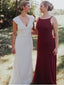A-line Sleeveless Simple Burgundy Backless Bridesmaid Dresses, BD0577