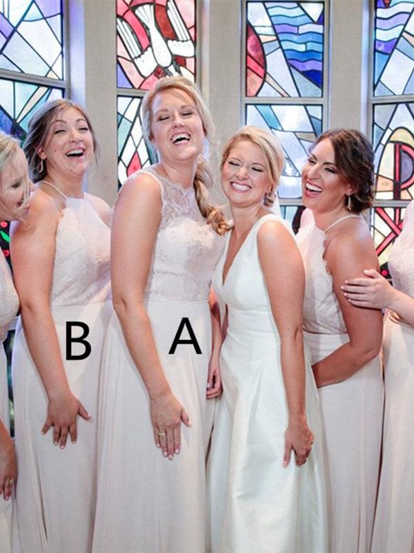 A-line Halter Sleeveless Lace Top Long Chiffon Bridesmaid Dresses, BD0 MarryLover A-line Halter Sleeveless Lace Top Long Chiffon Bridesmaid Dresses, BD0 MarryLover