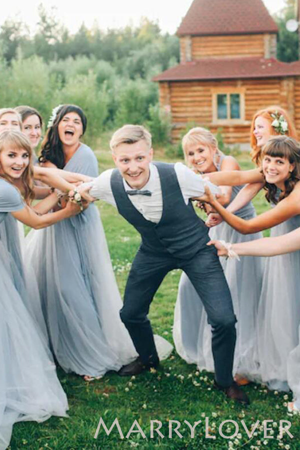 Grey Bridesmaid dress with tulle skirt Long convertible Bridesmaid Dre MarryLover Grey Bridesmaid dress with tulle skirt Long convertible Bridesmaid Dre MarryLover