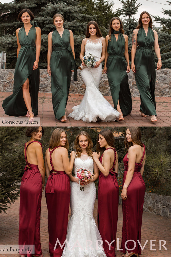 Cheap Gold Soft Satin Simple Side Slit Long Mermaid Bridesmaid Dresses MarryLover Cheap Gold Soft Satin Simple Side Slit Long Mermaid Bridesmaid Dresses MarryLover