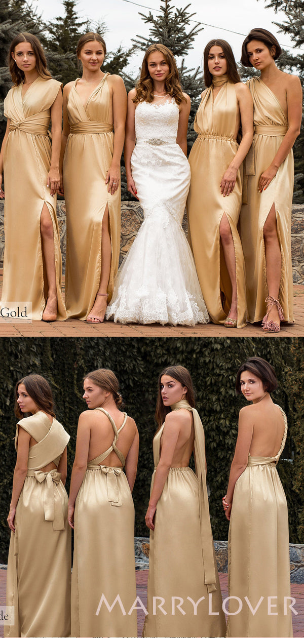 soft gold bridesmaid dresses Azazie Brooke