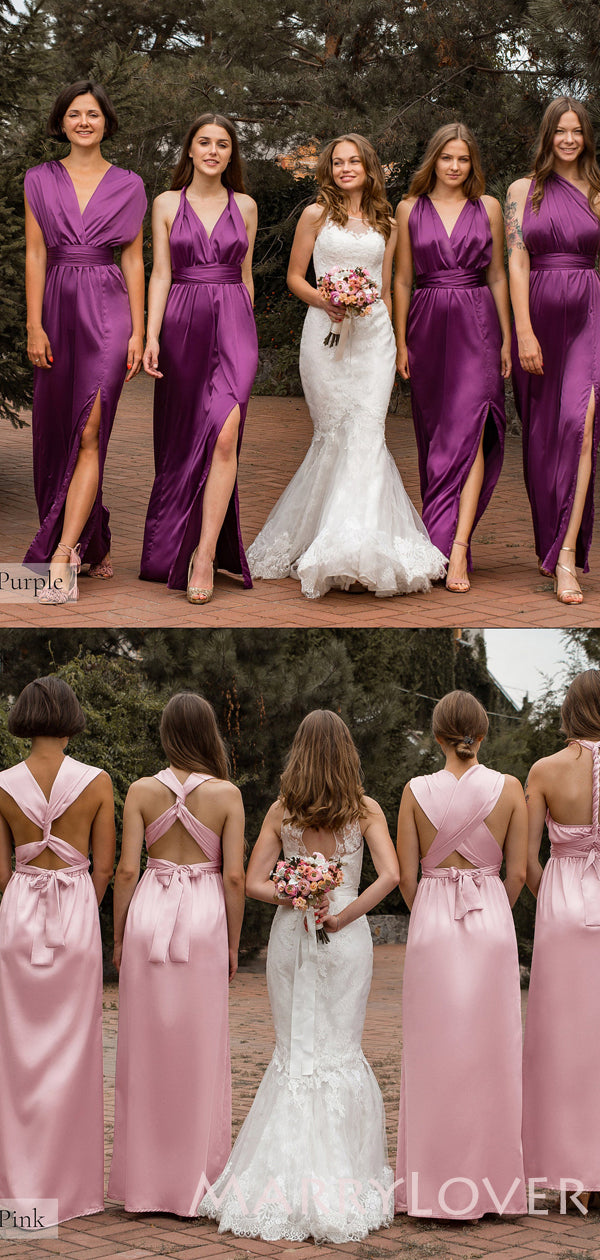 Cheap Gold Soft Satin Simple Side Slit Long Mermaid Bridesmaid Dresses MarryLover Cheap Gold Soft Satin Simple Side Slit Long Mermaid Bridesmaid Dresses MarryLover