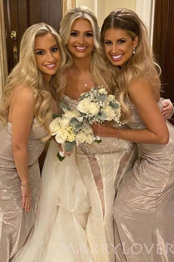 Spaghetti Straps Silver Sparkly Mermaid Long Mermaid Bridesmaid Dresse MarryLover Spaghetti Straps Silver Sparkly Mermaid Long Mermaid Bridesmaid Dresse MarryLover