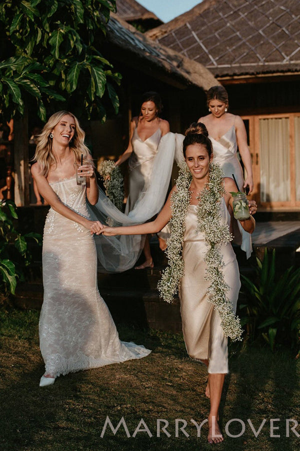 Plunging V-neck Stretch Satin Long Bridesmaid Dresses , BN1017 MarryLover Plunging V-neck Stretch Satin Long Bridesmaid Dresses , BN1017 MarryLover