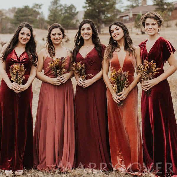Velvet V-neck Long A-line Bridesmaid Dresses , BN1037 MarryLover Velvet V-neck Long A-line Bridesmaid Dresses , BN1037 MarryLover