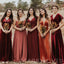 Velvet V-neck Long A-line Bridesmaid Dresses , BN1037