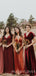 Velvet V-neck Long A-line Bridesmaid Dresses , BN1037