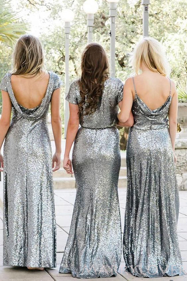 Column/Sheath Silver Grey Sequin Long Bridesmaid Dresses , BN1038 MarryLover Column/Sheath Silver Grey Sequin Long Bridesmaid Dresses , BN1038 MarryLover