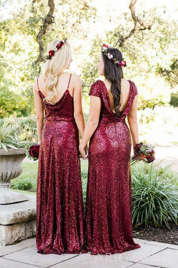 burgundy glitter bridesmaid dress Elegant Halter Burgundy Glitter Long Wedding Guest Dress