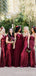 A-line/Sheath Burgundy Sequin Long Bridesmaid Dresses , BN1040
