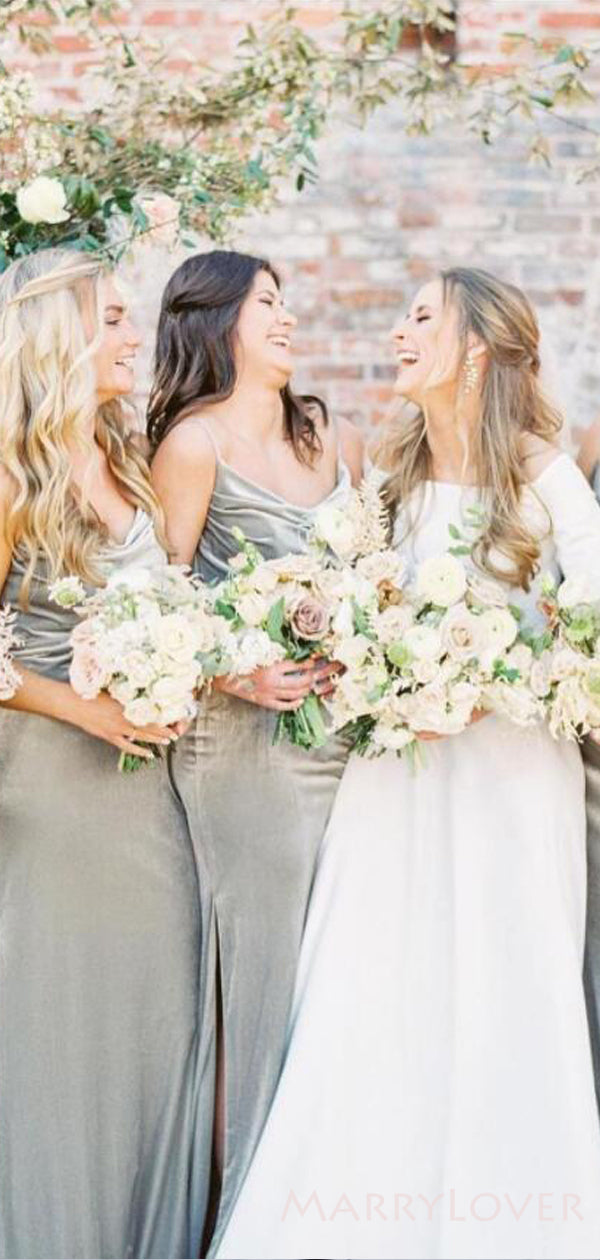 velvet cowl neck spaghetti strap bridesmaid dress Velvet A-Line Cowl Neck Sleeveless Bridesmaid Dress-B19336