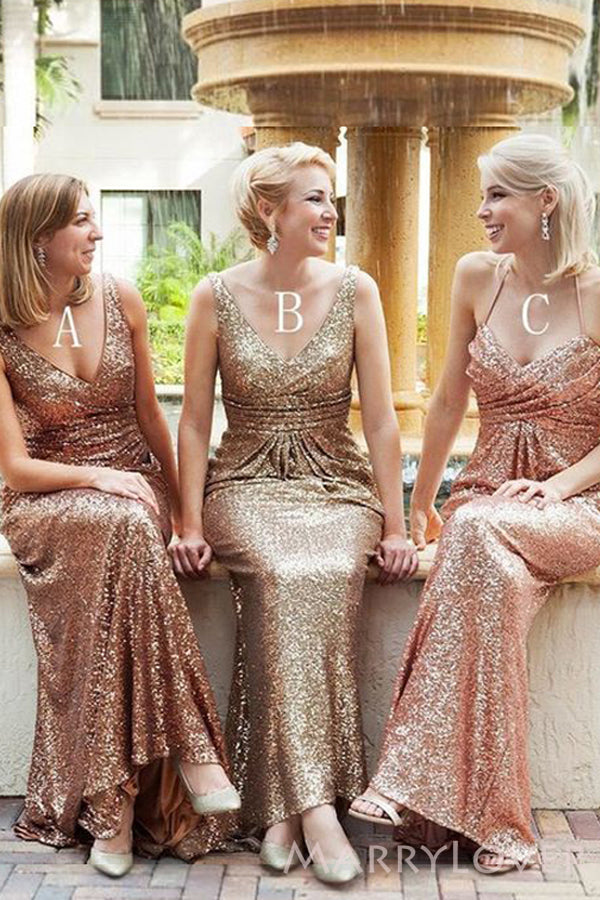 V-neck Sequin Long Mermaid Bridesmaid Dresses , BN1058 V-neck Sequin Long Mermaid Bridesmaid Dresses , BN1058