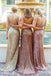 V-neck Sequin Long Mermaid Bridesmaid Dresses , BN1058