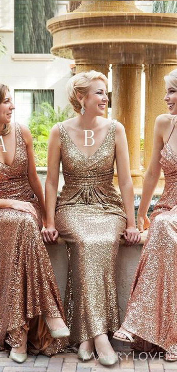 V-neck Sequin Long Mermaid Bridesmaid Dresses , BN1058 MarryLover V-neck Sequin Long Mermaid Bridesmaid Dresses , BN1058 MarryLover