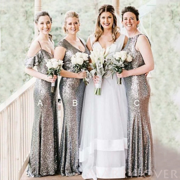 grey mermaid bridesmaid dresses Modest Light Grey Mermaid Long Bridesmaid Dresses Plus Size ARD1835