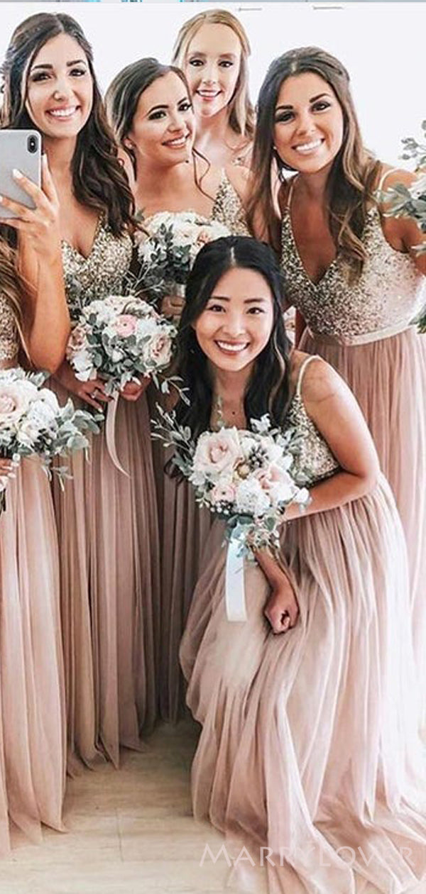 Pink Sequin Tulle Bridesmaid Dress Sequin Bodice Cold Shoulder Floor Length Tulle Bridesmaid Dress Pink Sequin Tulle Bridesmaid Dress Sequin Bodice Cold Shoulder Floor Length Tulle Bridesmaid Dress