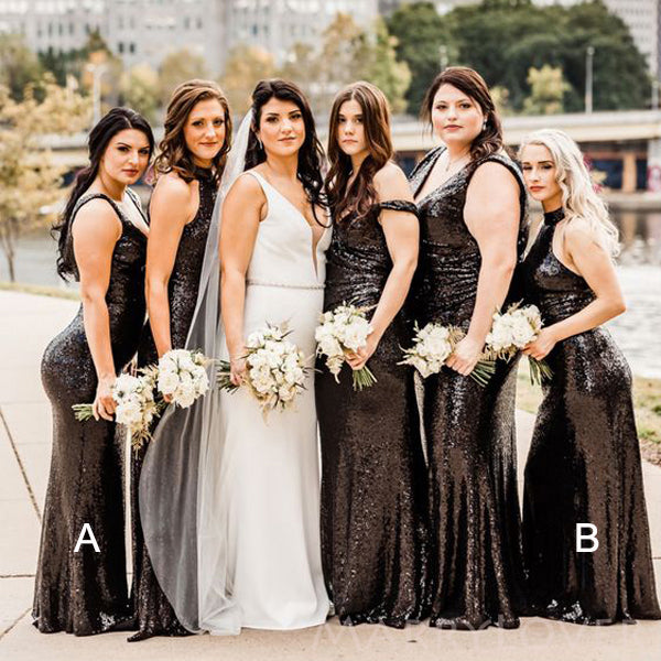 Black Sequin Sparkly Long Mermaid Bridesmaid Dresses , BN1069 MarryLover Black Sequin Sparkly Long Mermaid Bridesmaid Dresses , BN1069 MarryLover