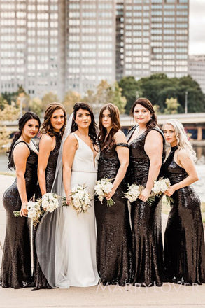 Black sequin bridesmaid dress hotsell