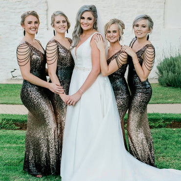 black sequin bridesmaid dresses