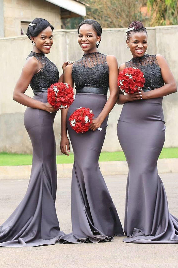 dark grey bridesmaid dresses Off the Shoulder Slate Tulle Cheap Bridesmaid Dresses ARD1146 The 80 sashes from the waistband can transform the dress from sleeved to strapless Dark Grey Long Mismatched Boho
