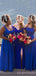 Royal Blue Satin Cheap Custom Long Bridesmaid Dresses , BN1097
