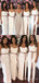 White Spaghetti Straps Long Mermaid Bridesmaid Dresses, Custom Side Slit Bridesmaid Dresses, BN1113