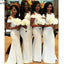 White Mermaid Long Bridesmaid Dresses, Custom Bridesmaid Dresses, BN1116