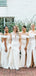 Off Shoulder Mermaid White Long Bridesmaid Dresses, Cheap Custom Bridesmaid Dress, BN1120