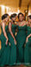 Dark Green Spaghetti Straps appliques Long Custom Bridesmaid Dresses , BN1139